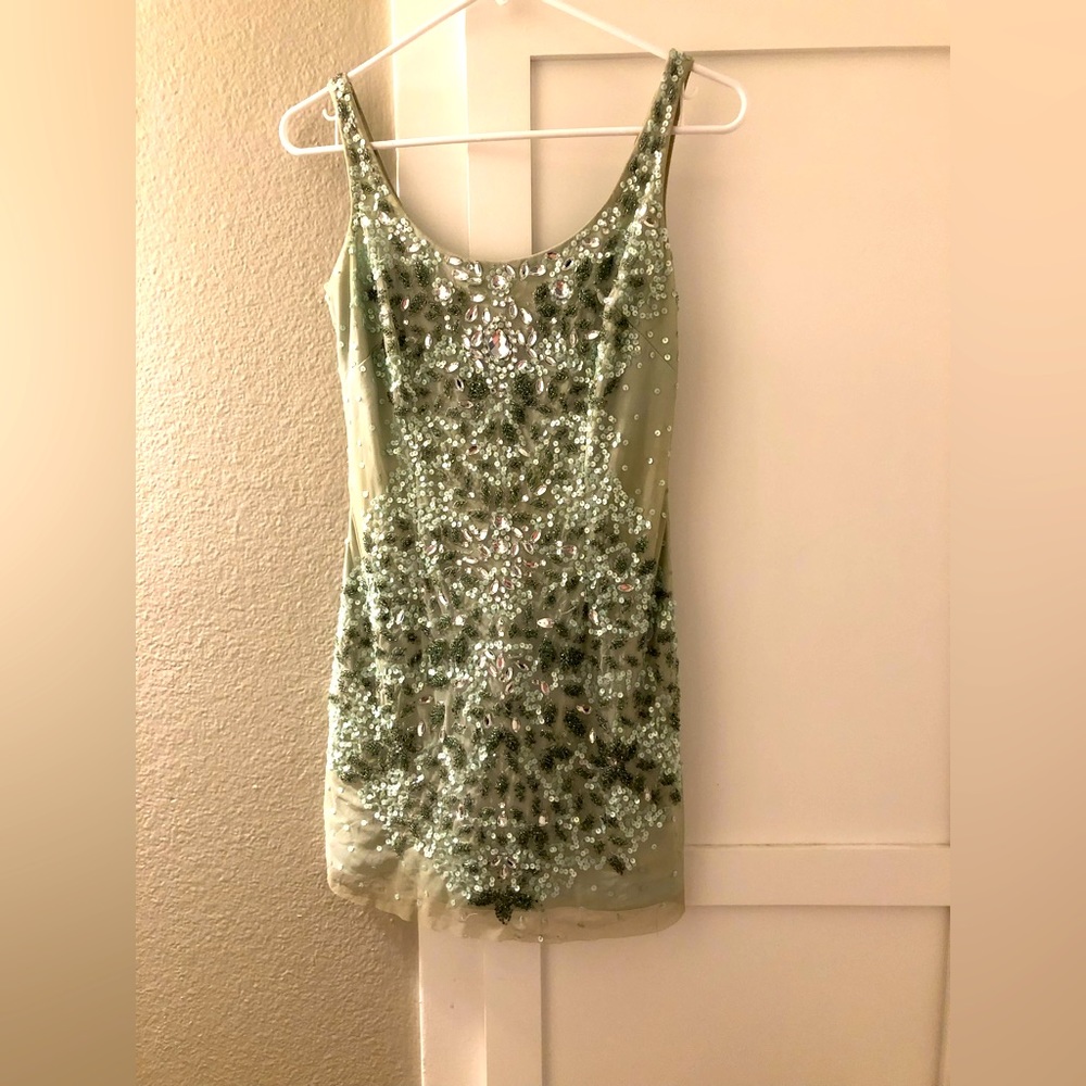 Adrianna Papell mint sequin mini dress, size 0